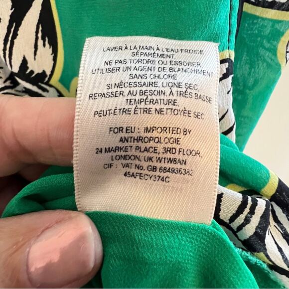 Maeve Ayame Green Black Floral Zip Front Dress Pockets Silk Corpcore Sz 14 - Picture 7 of 9